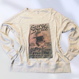 George Strait Night at Gilleys Graphic Sweatshirt Long Sleeve Size Large Oatmeal
